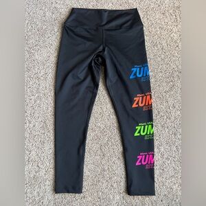 Zumba Fitness Black Leggings with Multicolor Logo Print